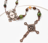 Connemara Marble Mother's Love Rosary Necklace, Silvertone/Blue